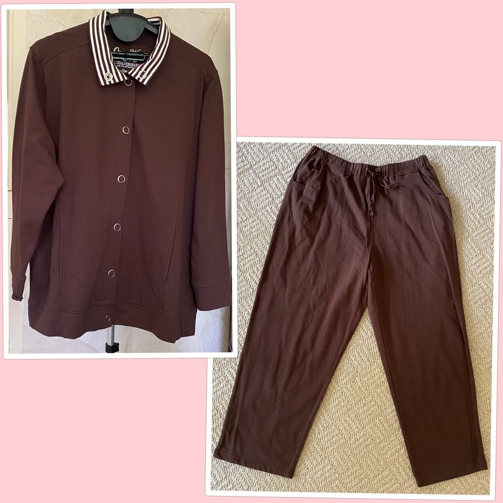 Plus Size Track Suit 2 piece chocolate brown leisure suit